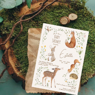 Invitation Boho Woodland Animaux Forest Friends Baby shower