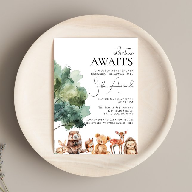 Invitation Boho Woodland Baby shower animal mignon (Créateur téléchargé)