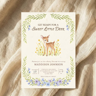 Invitation boho woodland deer greenery baby shower