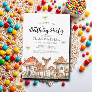 Invitation Boho Woodland Forest Animaux 10e anniversaire