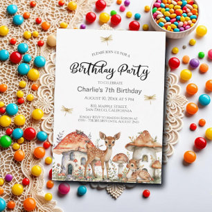 Invitation Boho Woodland Forest Animaux 7e fête d'anniversair