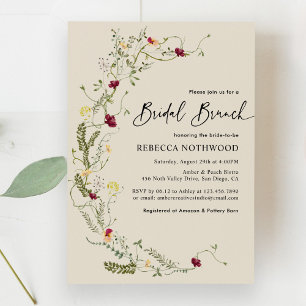Invitation Boho Wreath of Fleur sauvage Bridal Brunch