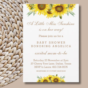 Invitation Boho Yellow Sunflower Baby Girl Douche