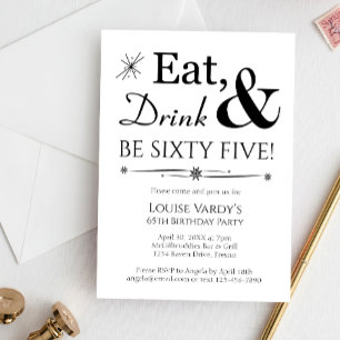 Invitation Boire à manger Soixante-cinq Retro 65e anniversair