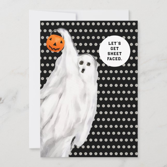 Invitation Boire Amusant Adulte Halloween Fête Fantôme (Devant)