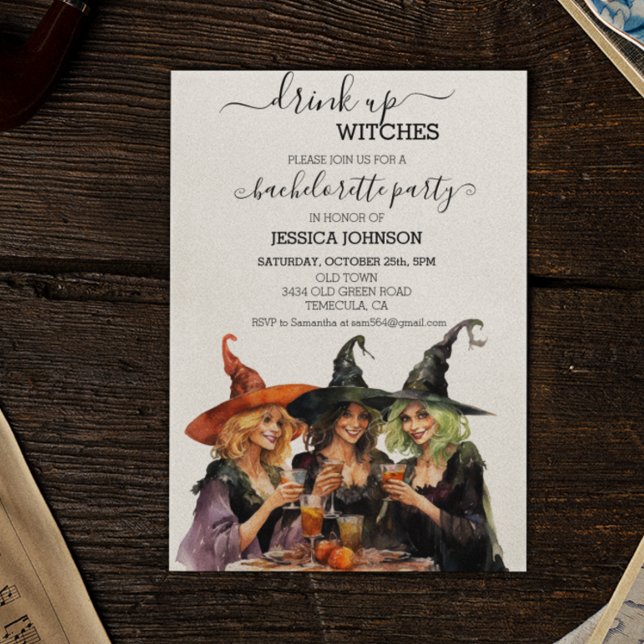 Invitation Boire des sorcières Bachelorette fête Halloween (Créateur téléchargé)
