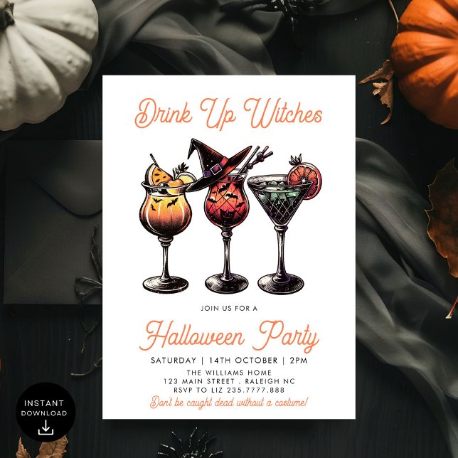 Invitation Boire des sorcières Cocktails Adulte Halloween Par (Créateur téléchargé)