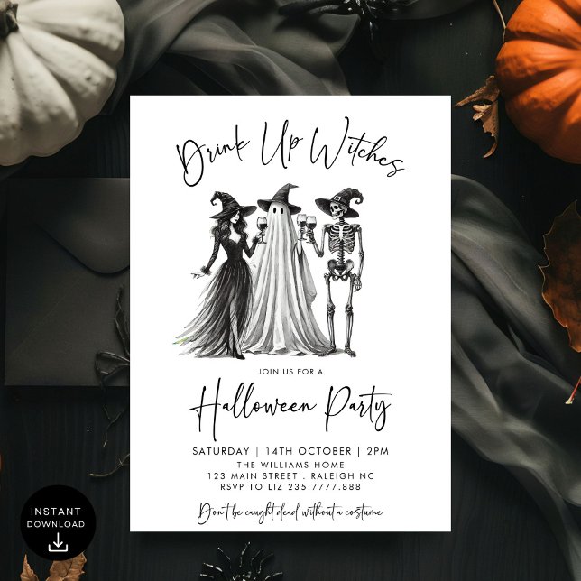 Invitation Boire des sorcières Cocktails Adulte Halloween Par (Créateur téléchargé)
