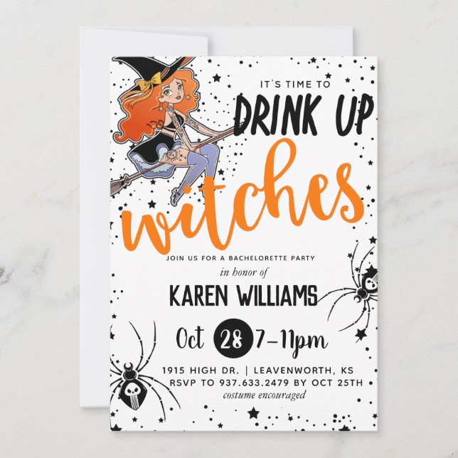 Invitation Boire des sorcières Halloween Bachelorette Party (Devant)