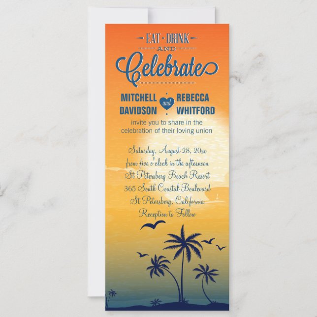 Invitation Boire et célébrer le Mariage du coucher de soleil  (Devant)