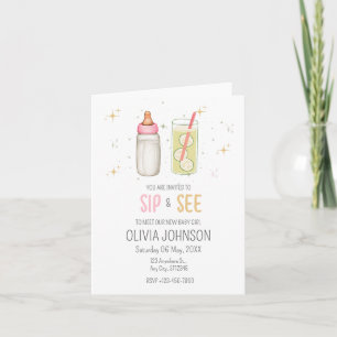 Invitation Boire et Voir, Bienvenue Bébé Fille, Fête Nouveau 