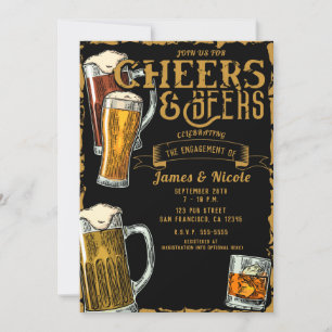 Invitation Boire un verre & Bières Gold Black Pub Bar Fête de