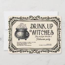 Invitation Boire vintage sorcières Halloween Party