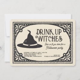 Invitation Boire vintage sorcières Halloween Party