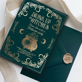 Invitation Boire vintage sorcières Halloween Party