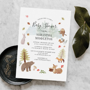 Invitation Bois Animaux Aquarelle Boys Baby shower