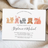 Bois Animaux Aquarelle Couples Baby shower