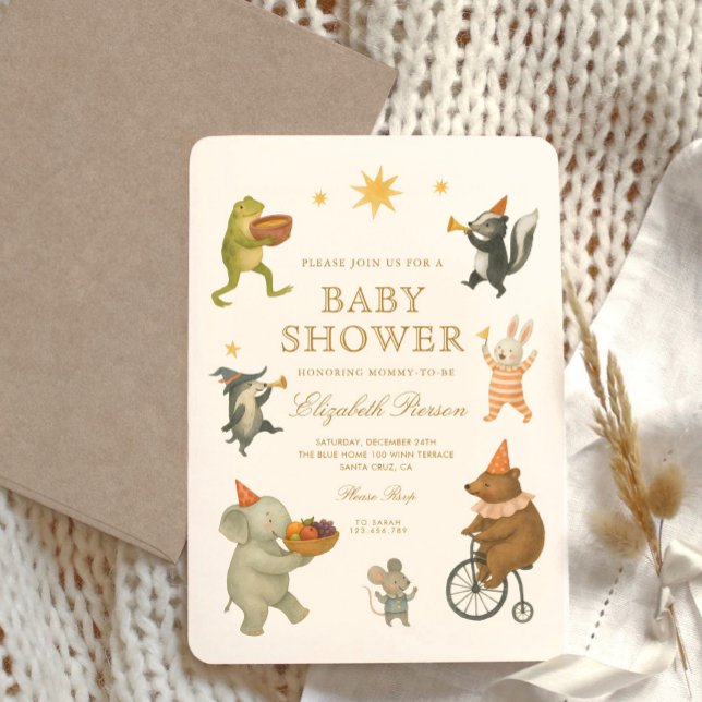 Invitation Bois Animaux Baby shower Cirque mignon (Créateur téléchargé)