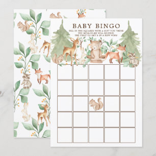 Invitation Bois Animaux BINGO Baby shower Jeu