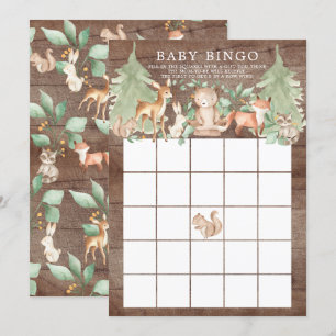 Invitation Bois Animaux BINGO Baby shower Jeu