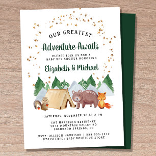 Invitation Bois Animaux Camping Couples Baby shower