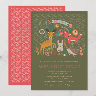 Invitation Bois Animaux Douche pour couples