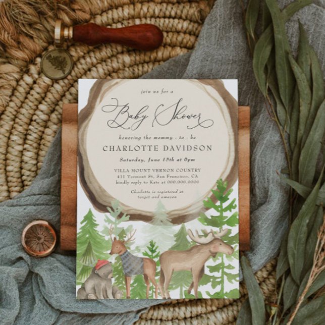 Invitation Bois Animaux Lumberjack Rustic Boy Baby shower (Créateur téléchargé)
