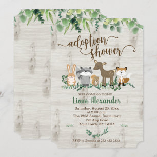 Invitation Bois Animaux Nouveau Bébé Adoption Die Cut