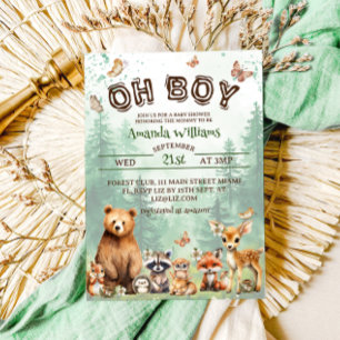 Invitation Bois Animaux Oh Boy Boho baby shower