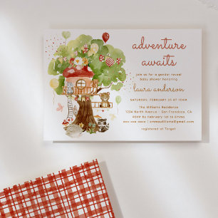 Invitation Bois Animaux Tree House Baby shower d'aventure