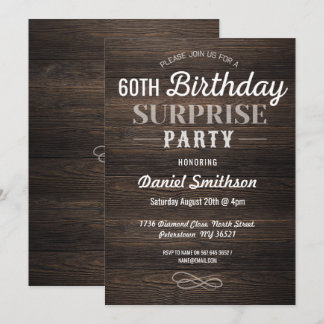 Invitation Bois Anniversaire Surprise Rustic Mens Femmes Invi