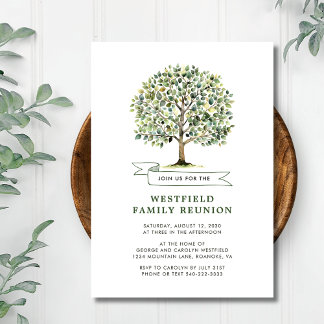 Invitation Bois Aquarelle Arbre Retrouvailles familiales