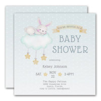 Bois Aquarelle Bunny Baby shower Turquoise clair