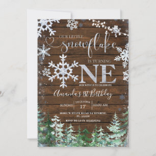 Invitation Bois Argent Notre petit Flocon de neige Forêt Anni