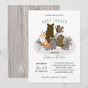 Invitation Bois Baby shower Belle Forêt Animaux