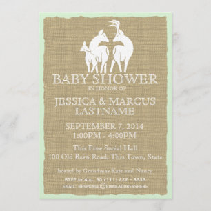 Invitation Bois Baby shower cerfs et burlap