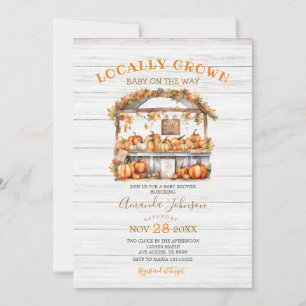 Invitation Bois blanc Baby shower d'automne Citrouille cultiv