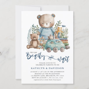 Invitation Bois Bleu Nous Pouvons À Peine Attendre Baby showe