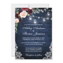 Bois bleu rustique Jarres Burgundy Bleu Mariage Fl