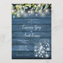 Bois bleu vert Mason Jar String Mariage