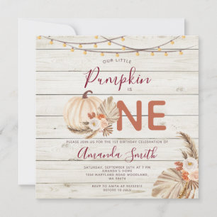 Invitation Bois Boho Pampas Grass Citrouille Est Un Anniversa