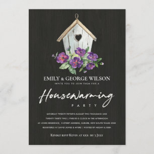 INVITATION BOIS BOIS FLORALE BIRD HOUSE PARTI RÉCHAUFFEMENT