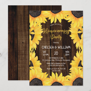 Invitation Bois boisé rustique   Tournesols Fête du réchauffe