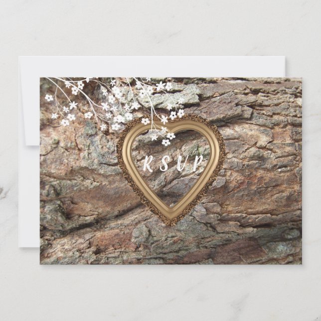 Invitation Bois, Campagne Rustique, RSVP personnalisé, Répons (Devant)