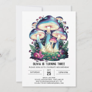 Invitation Bois Charmant Champignon Numérique Anniversaire