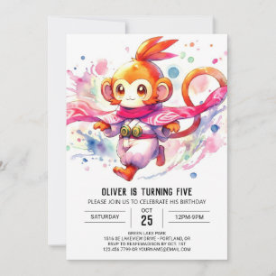 Invitation Bois Chic Singe Anniversaire
