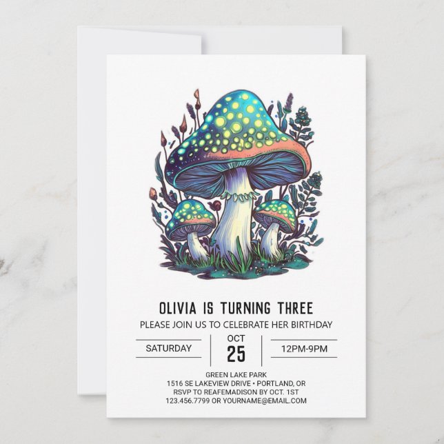 Invitation Bois coloré Champignon numérique de champignons An (Devant)