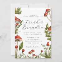 Bois d'automne Aquarelle Mariage de champignon