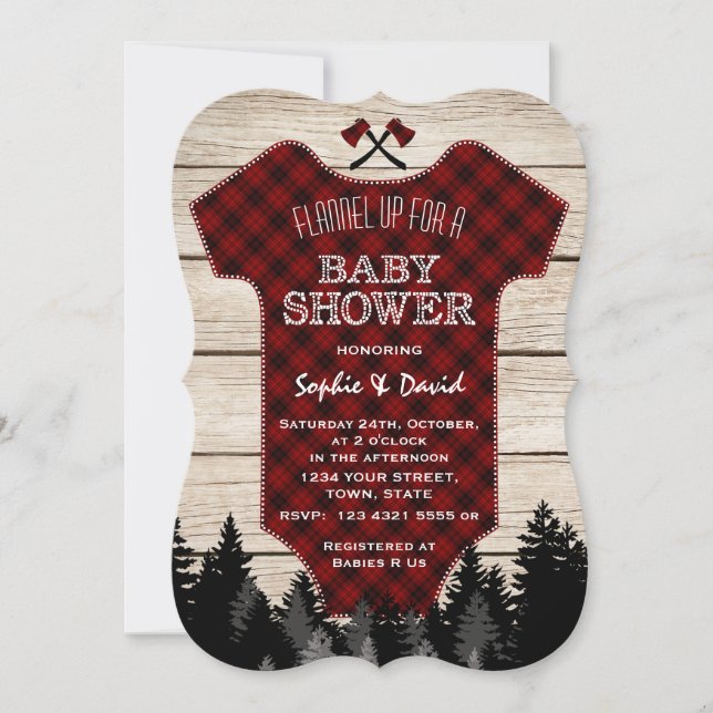 Invitation Bois de bambou de bambou de bambou Baby shower en  (Devant)