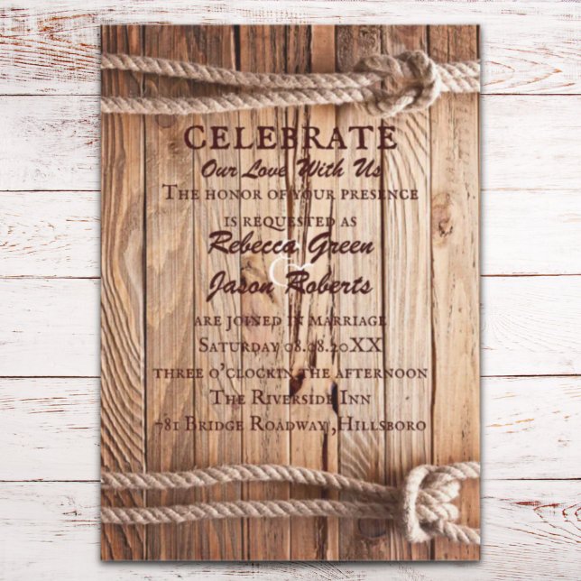 Invitation bois de grange Cowboy Western country Mariage (barn wood Cowboy Western country Wedding Invitation)